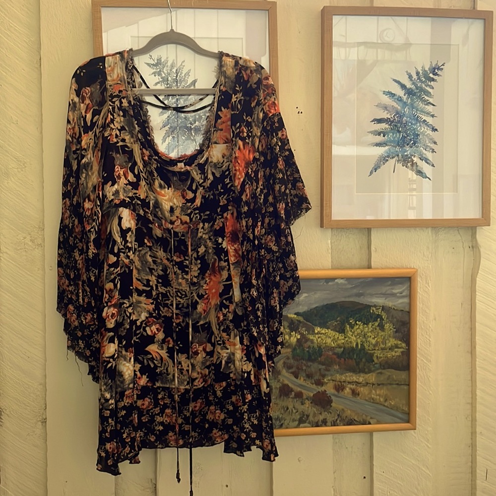 Free People Dress Sz Small Black Orange Detail